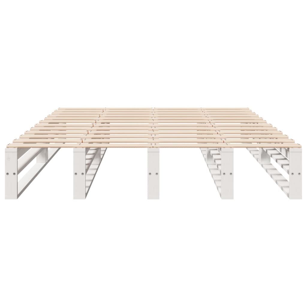 Bed Frame without Mattress White 135x190 cm Double Solid Wood Pine